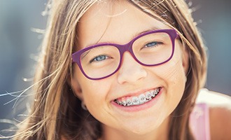 Young girl with braces