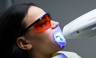Patient receiving in-office teeth whitening