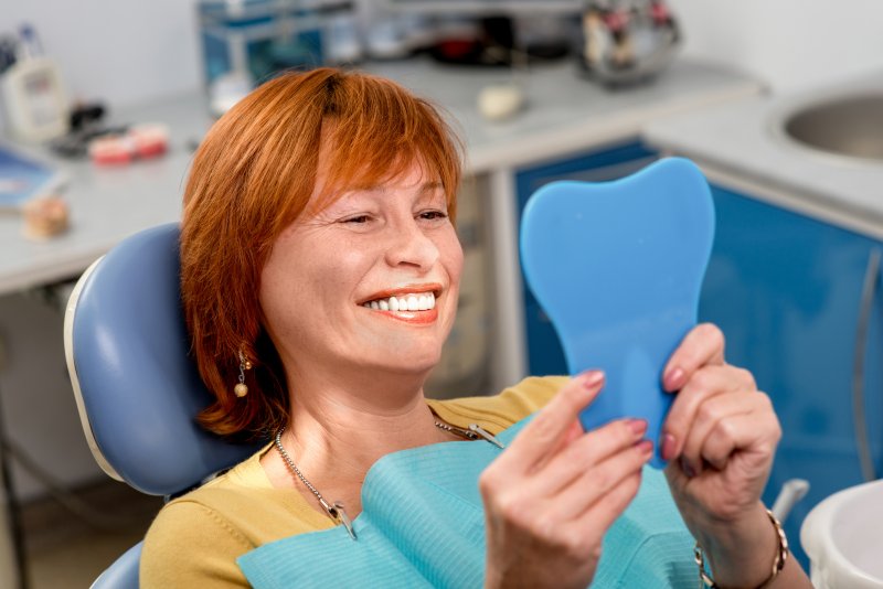 Woman at dental office.